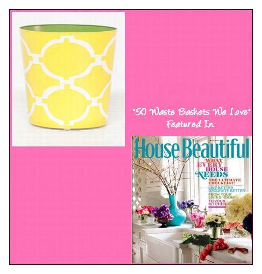 Worlds Away Acadia Yellow & Cream Oval Waste Basket